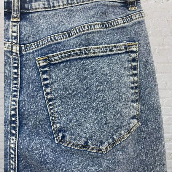 Rebecca Minkoff Jeans 6P Cropped Ankle High Rise Raw Slant Hem Blue Petite - Picture 9 of 14